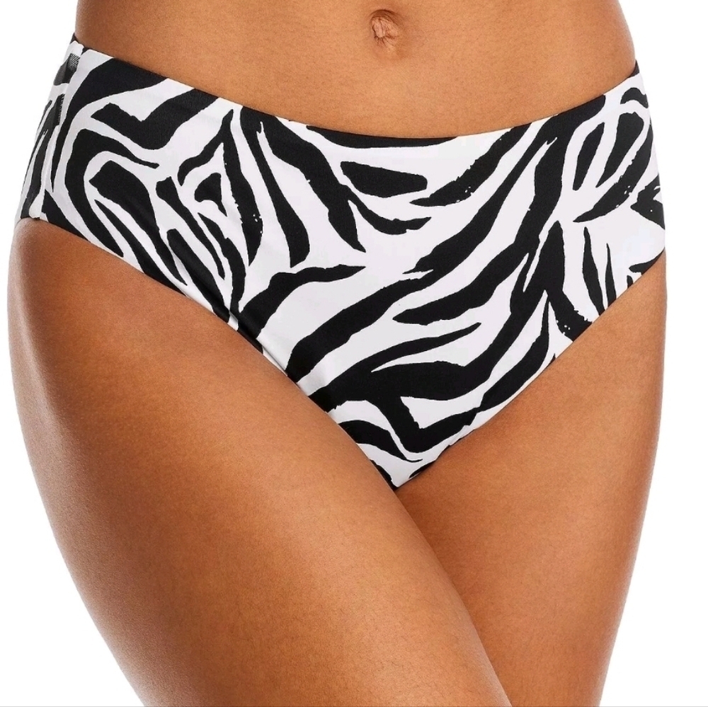 NWT Women's Aqua Swim Bikini Bottom SMALL White & Black